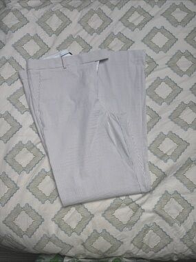 Ann Taylor White and Light tan and white seersucker Trousers